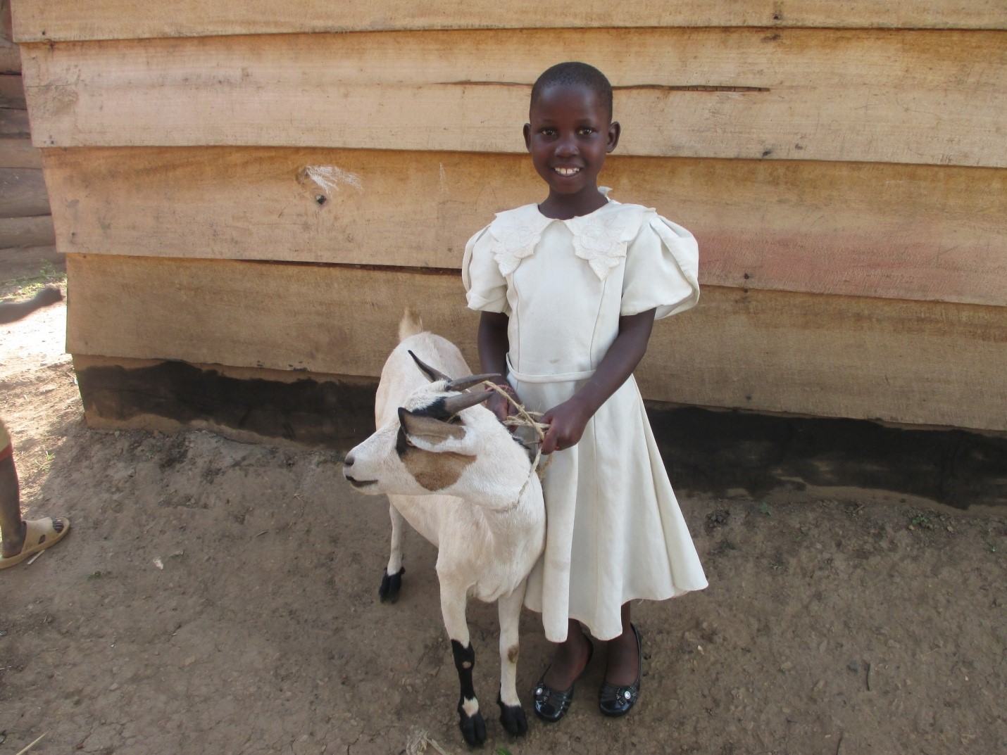 Nakamya Nusiyati - 2015-1 - Photo, C2Y, receiving goat